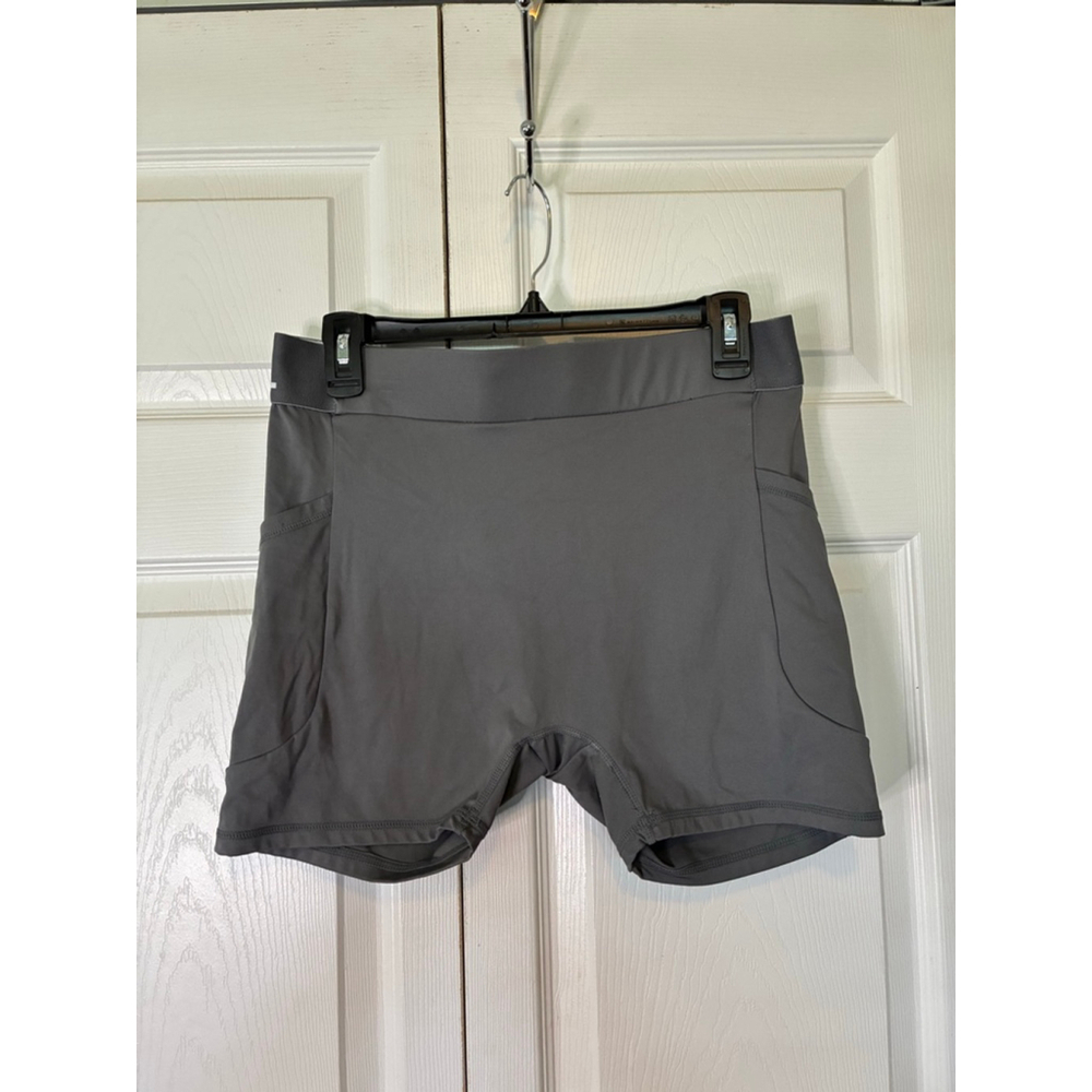 Women's AYBL Gray Athletic Shorts with White Waistband, Size XL